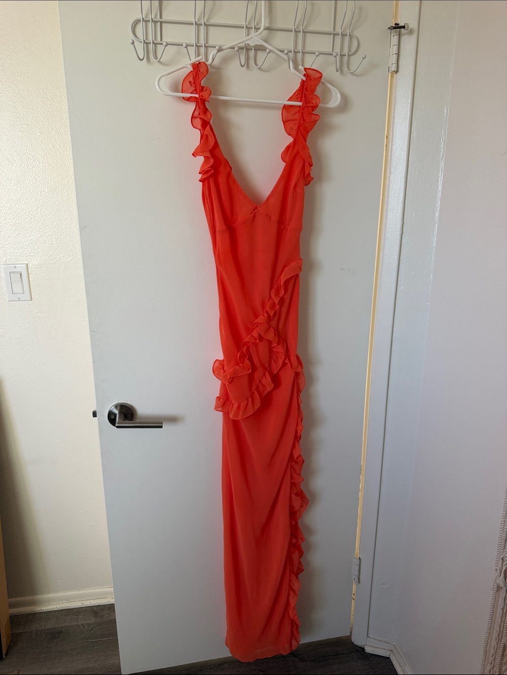 House of CB Women’s Ruffle-Trim Coral Maxi Dress